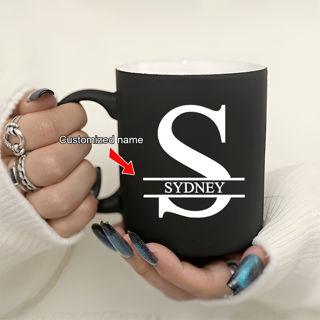 G MUGS 11oz Personalized Black Ceramic Coffee Mug