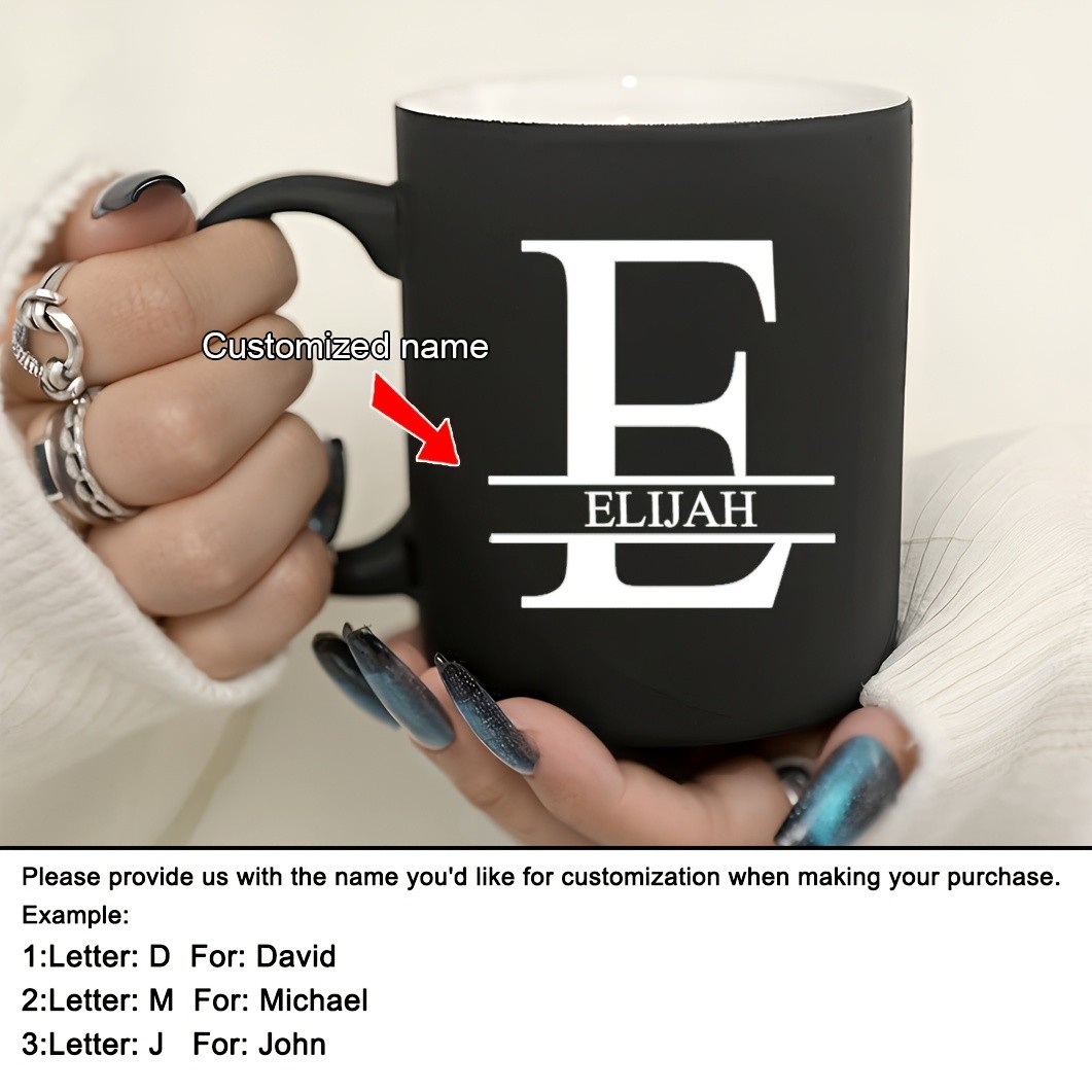 G MUGS 11oz Personalized Black Ceramic Coffee Mug