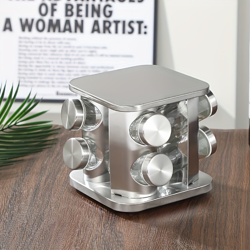 BAXCRS Stainless Steel Spice Rack Organizer with Glass Jars