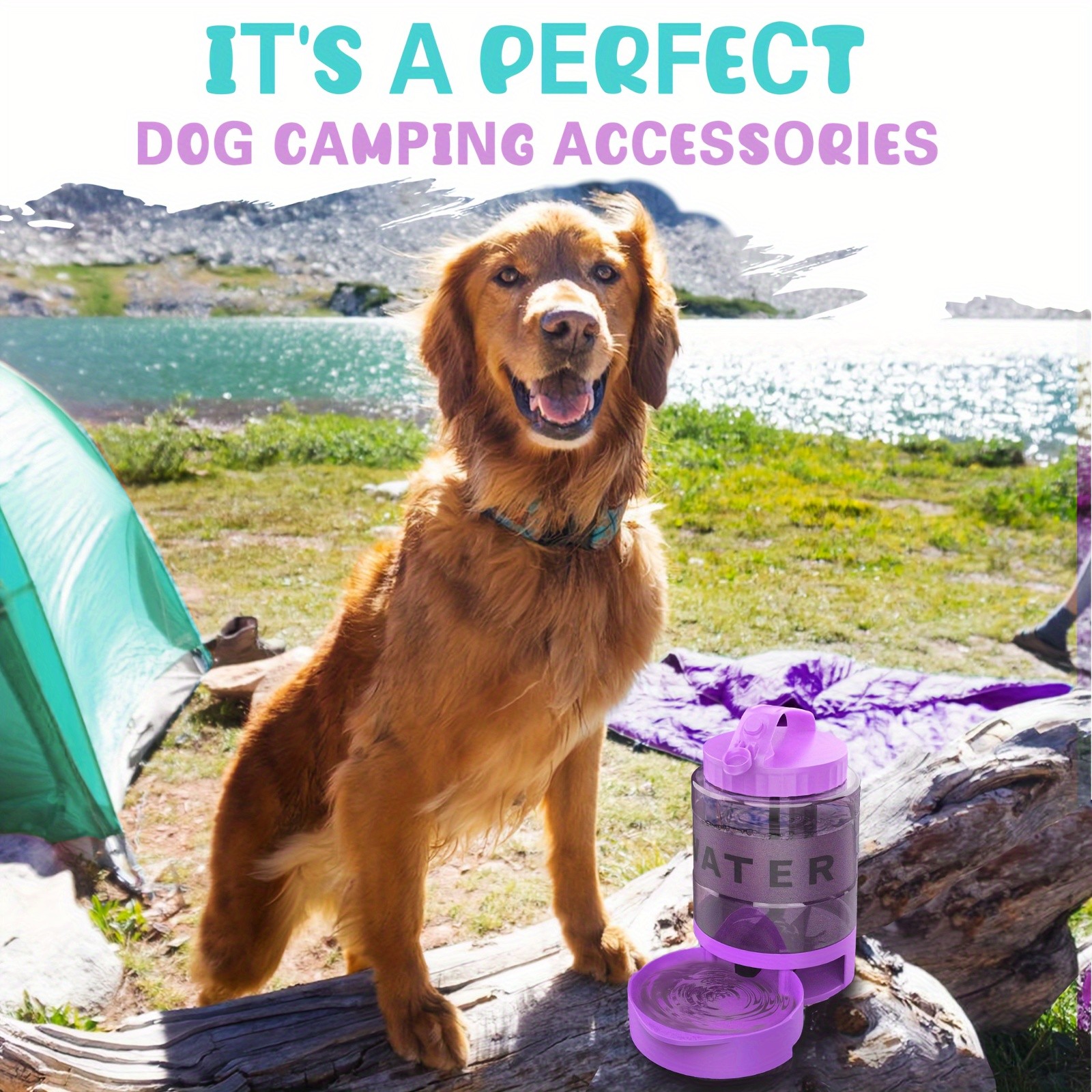 LESOTC 74oz Purple Dog Water Bottle with Pull