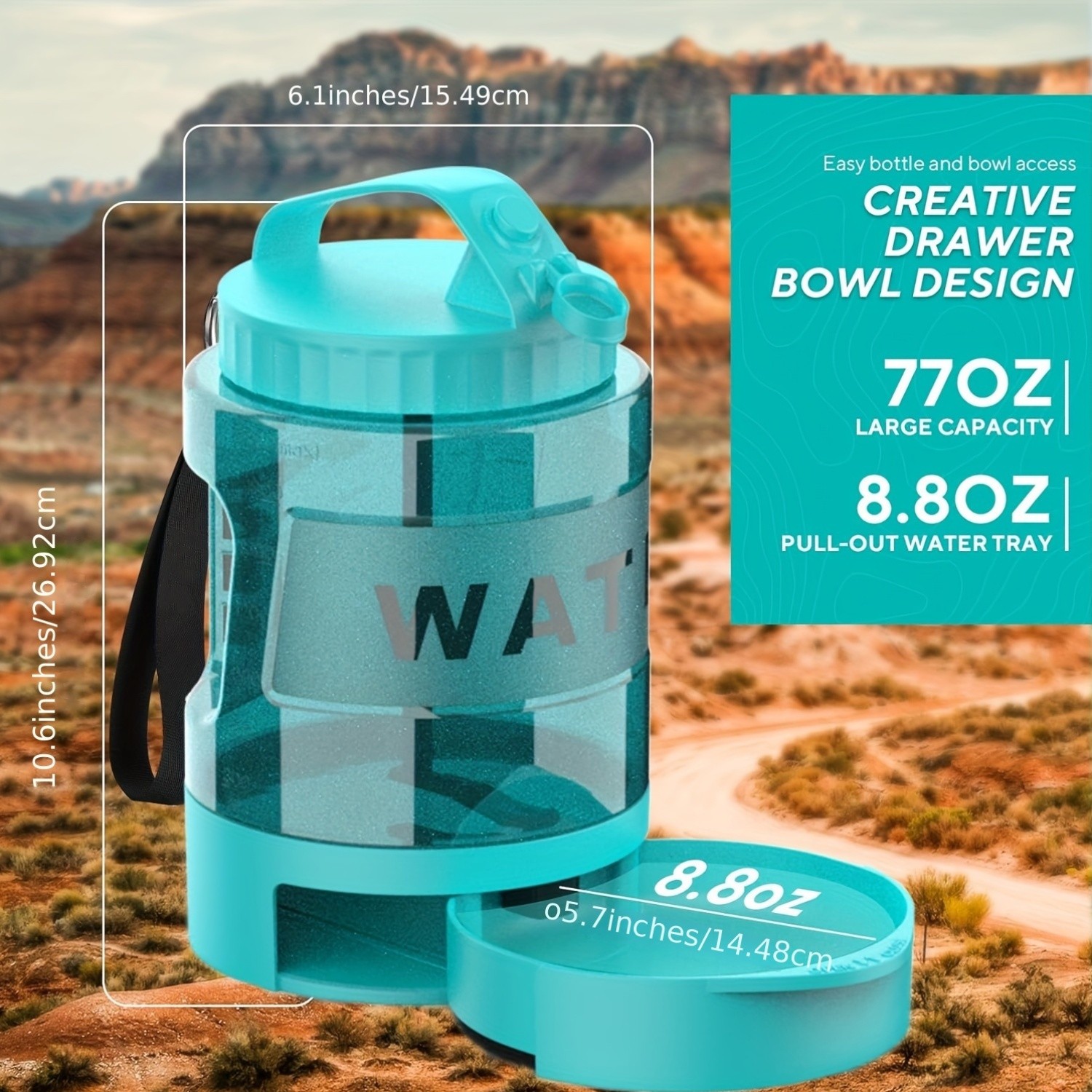 LESOTC 2.2L/77oz Lake Blue Dog Water Dispenser Bowl