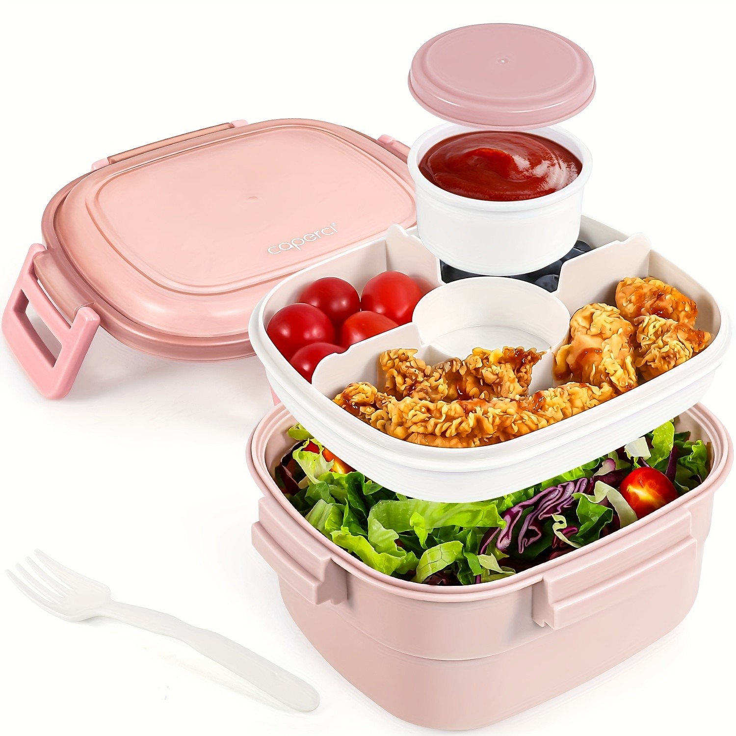 Caperci 2+1 Pack/4-Piece Lunchable Snack Containers