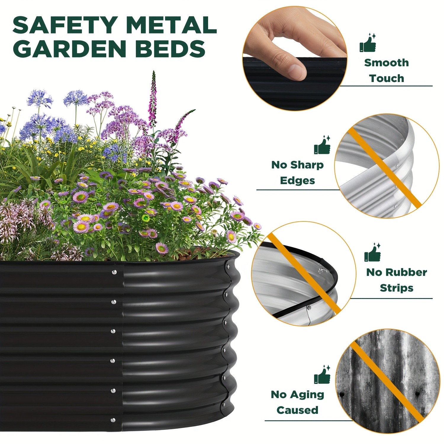 YODOLLA Heavy-Duty Galvanized Steel Raised Garden Bed Kit