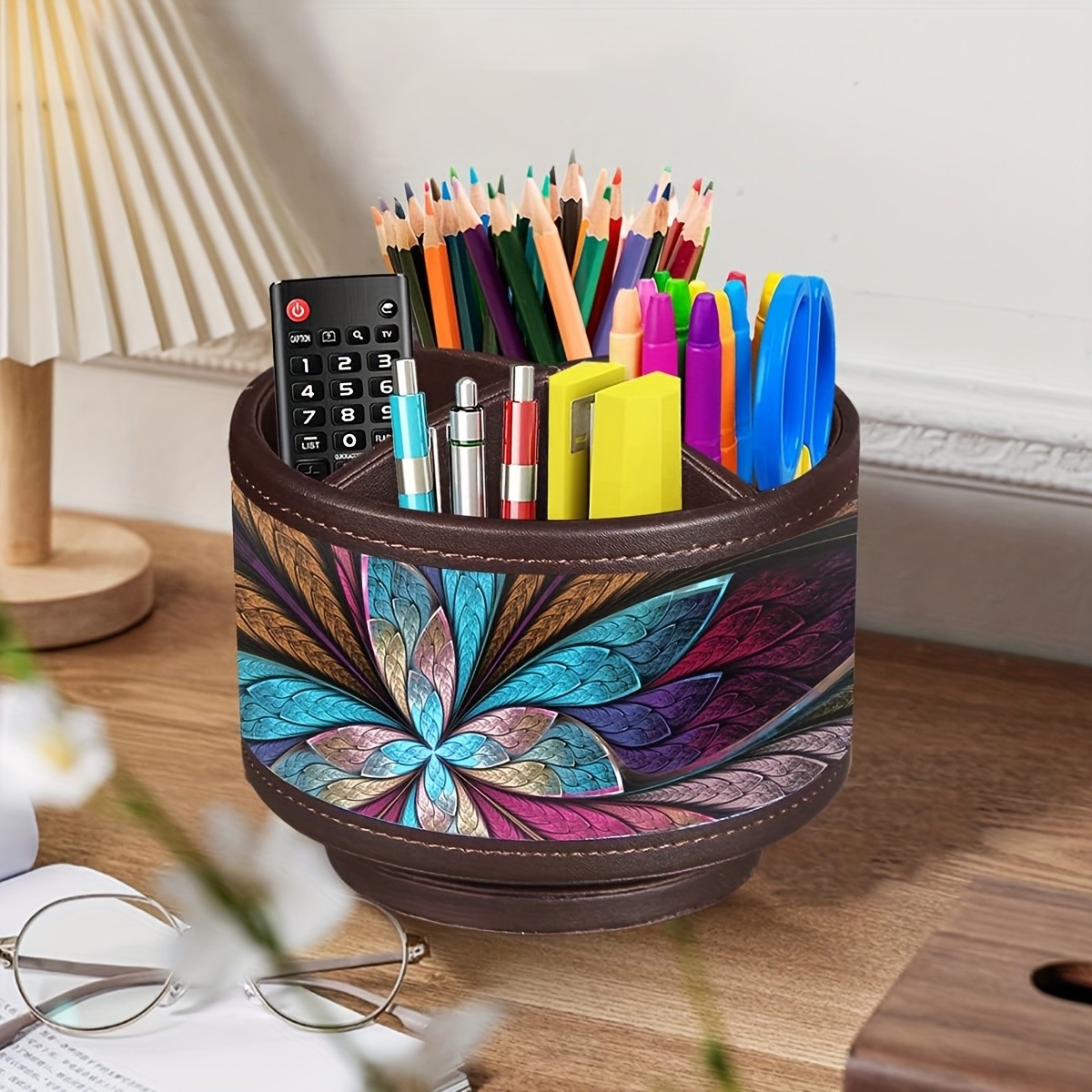MILITWO 360 Swivel Pen Holder with 4 Compartments
