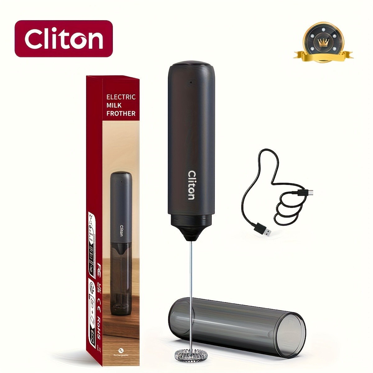 CLITON Mini Rechargeable Electric Milk Frother