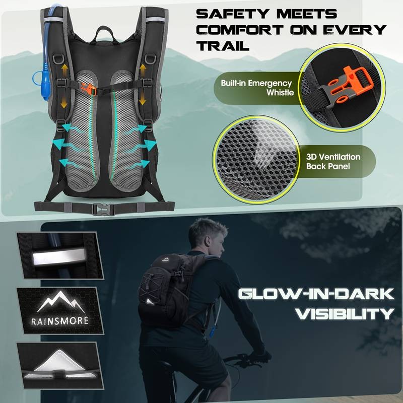 RAINSMORE 18-Litre Hydration Pack with Water Bladder Stay Hydrated on the Go