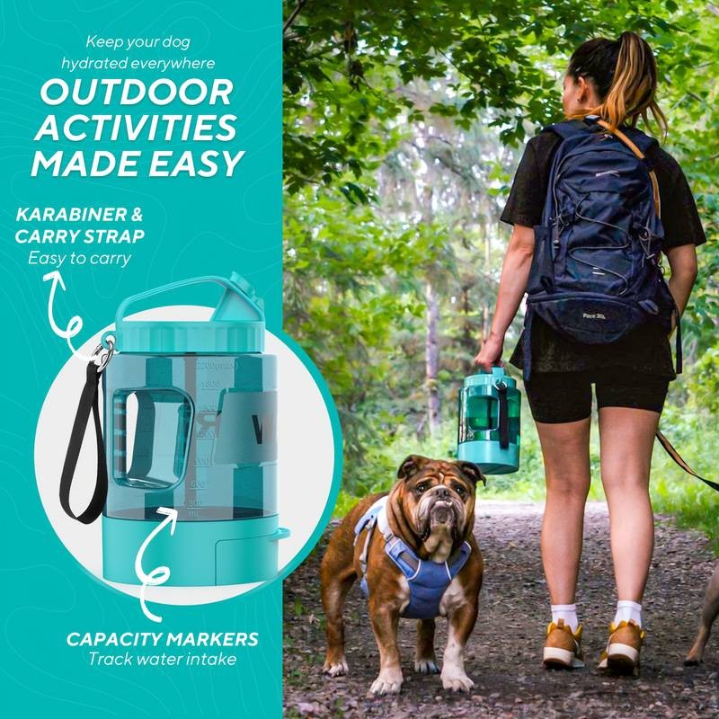 LESOTC 74oz Portable Dog Water Bottle with Built-In Bowl Hydration On the Go for Your Dog