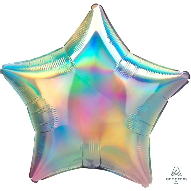 Foil Balloon - Holographic Pastel Rainbow Star (45cm)