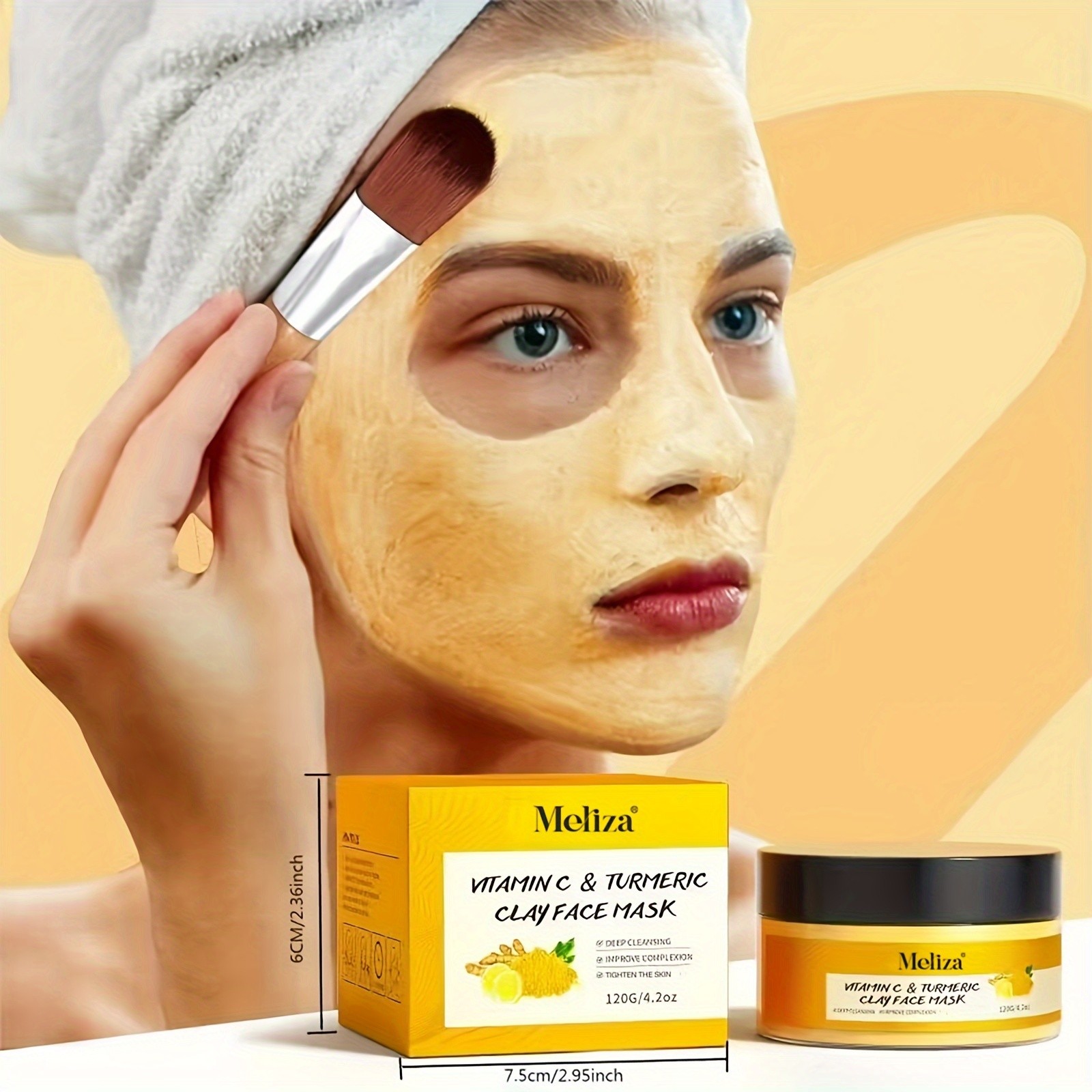 MELIZA Turmeric Vitamin C Clay Mask with Applicator Brush