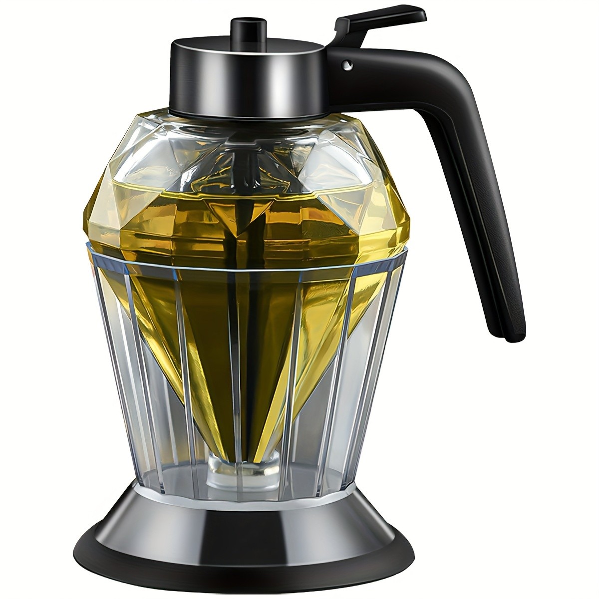 TUOGTCI Glass Honey Syrup Oil Dispenser with Brushed Metal Handle & Non-Slip Base