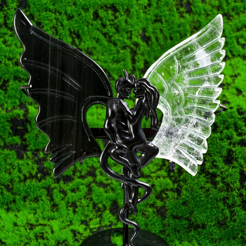 CRYSTALHOLA Boho Style Angel & Demon Wing Sculpture