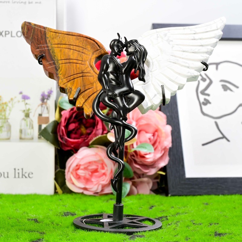 CRYSTALHOLA Boho Style Angel & Demon Wing Sculpture