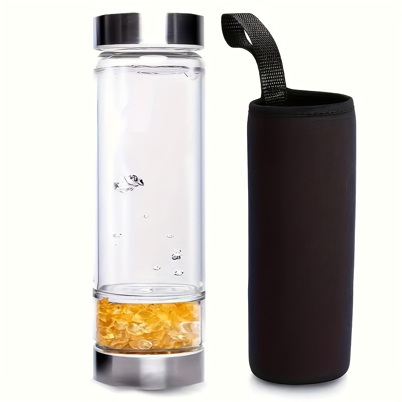 Glass Cup with Fragments and Leak-Proof Lid