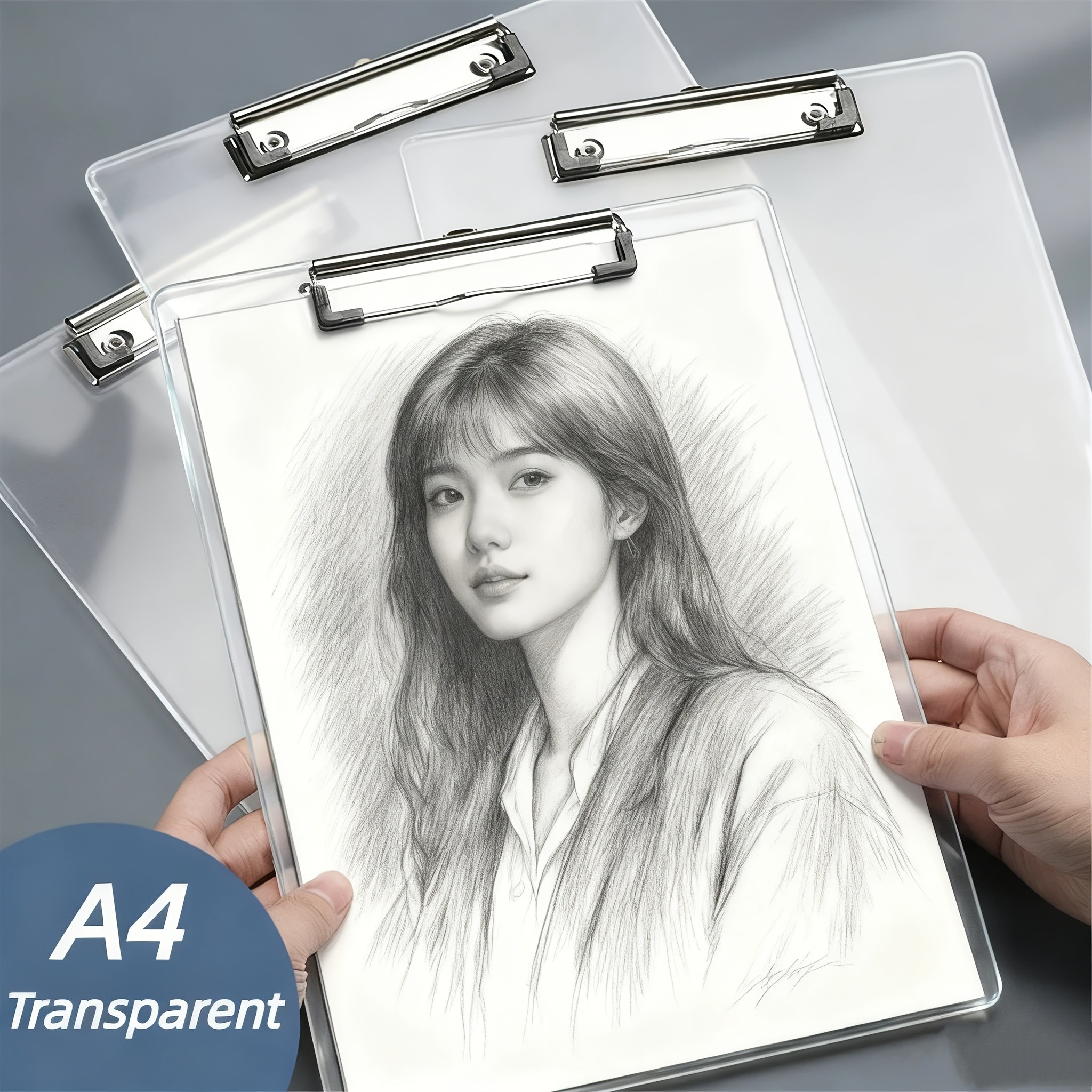 A4 Transparent Plastic Sketch Board with Slim Clip