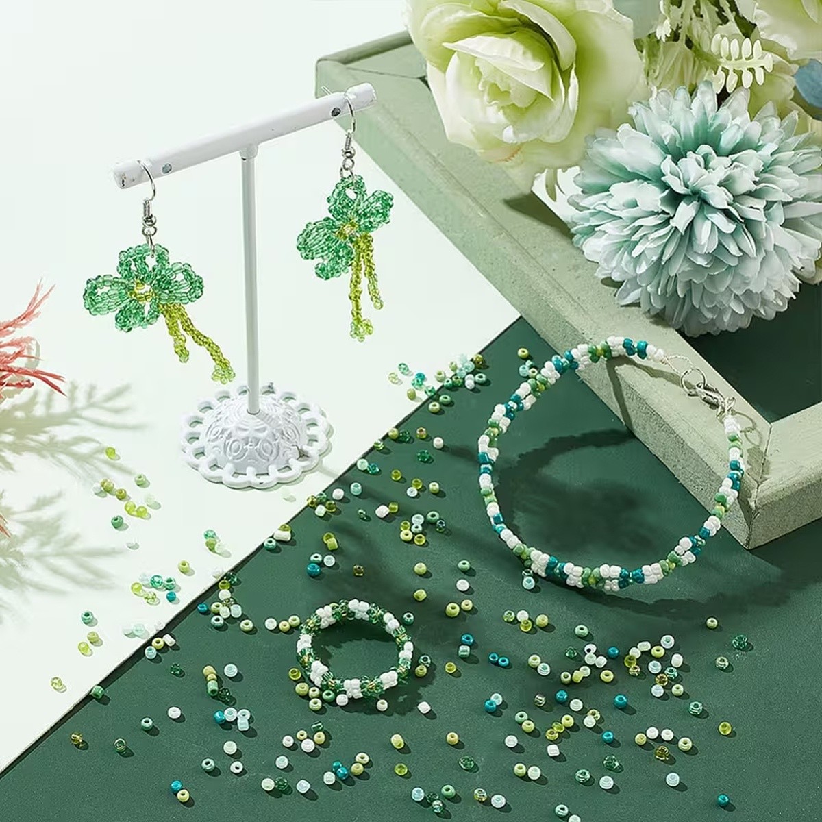 12000pcs Green Bohemian Glass Seed Beads