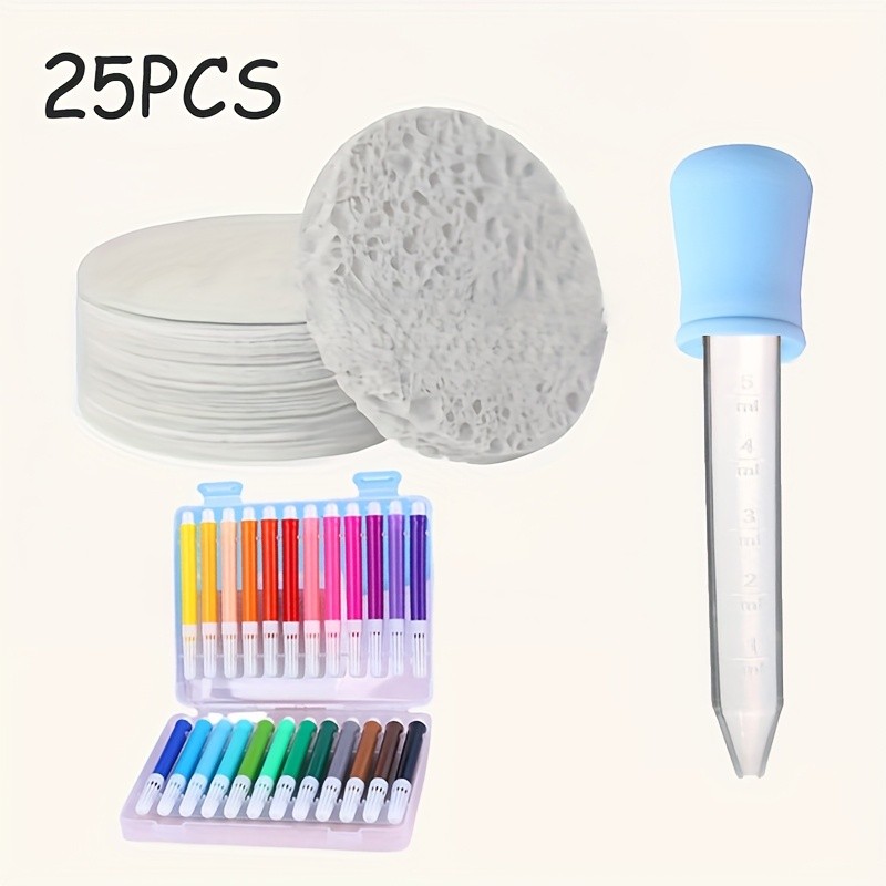 25/45pcs 3D Sponge Canvas Three-Dimensional Round Cardboard