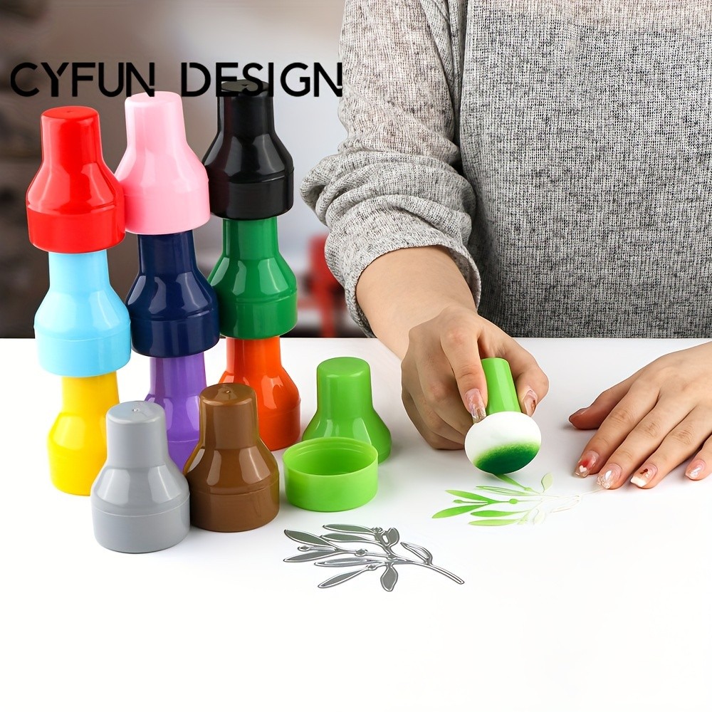 CYFUN DESIGN 12-Piece Rainbow Paper Pouncer Set with Storage Case