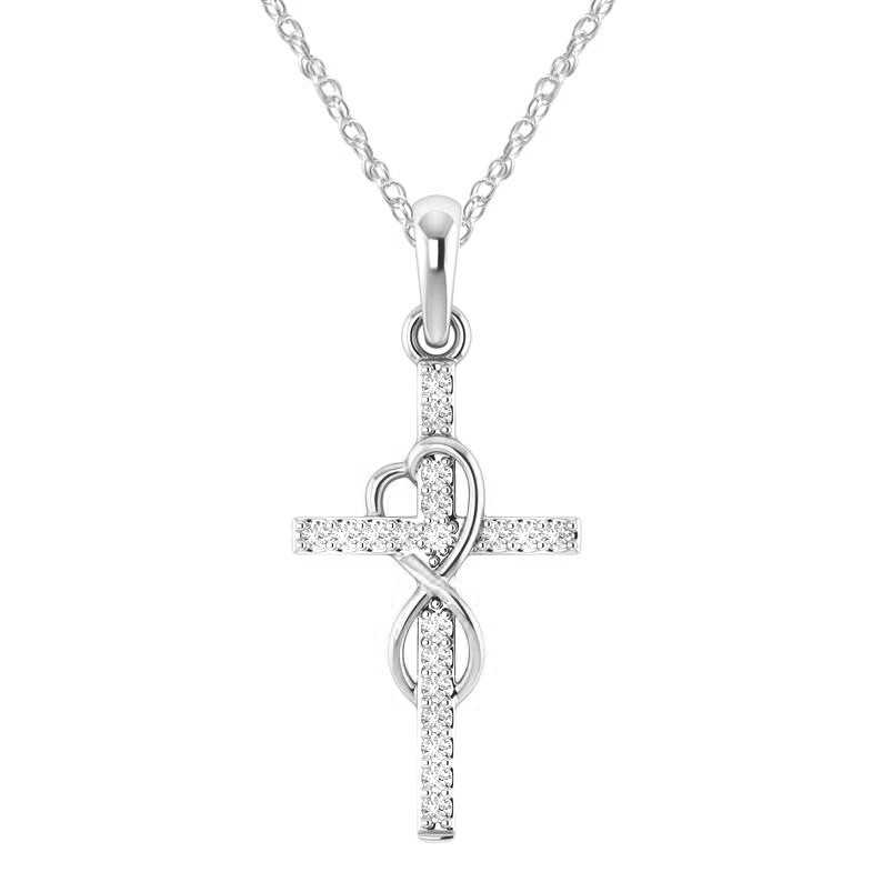 Alloy Pendant with Diamond and Eight-Character Cross Necklace