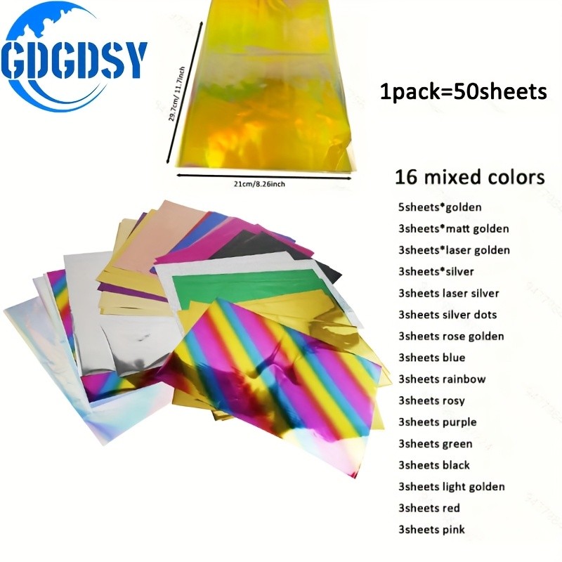 A Set of 50 A4-Sized Metallic Foil Transfer Sheets