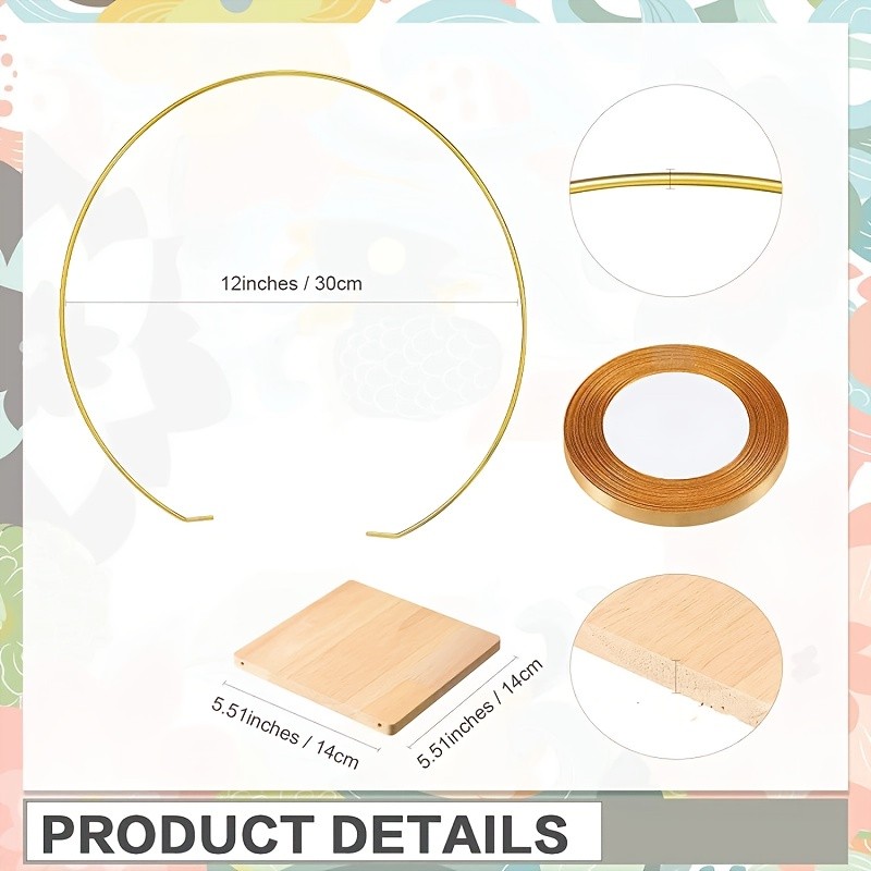 Floral Hoop Centerpiece with Wooden Stand