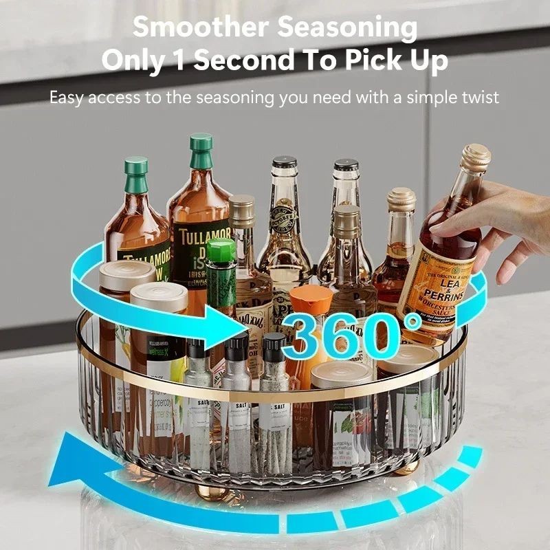 Rotating Cosmetic Organizer Light Luxury Transparent Makeup & Perfume Storage Tray