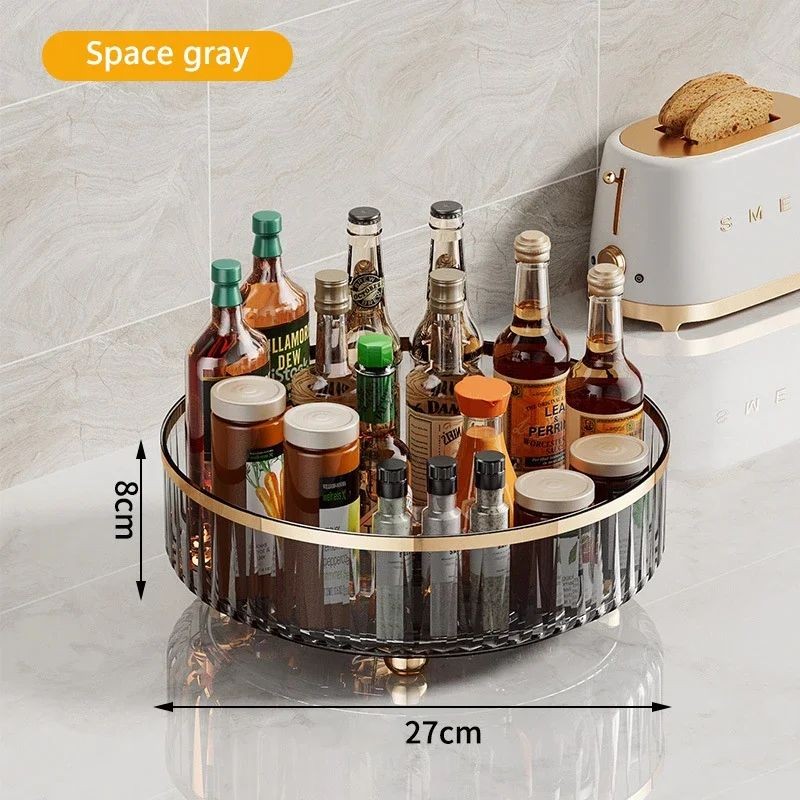 Rotating Cosmetic Organizer Light Luxury Transparent Makeup & Perfume Storage Tray