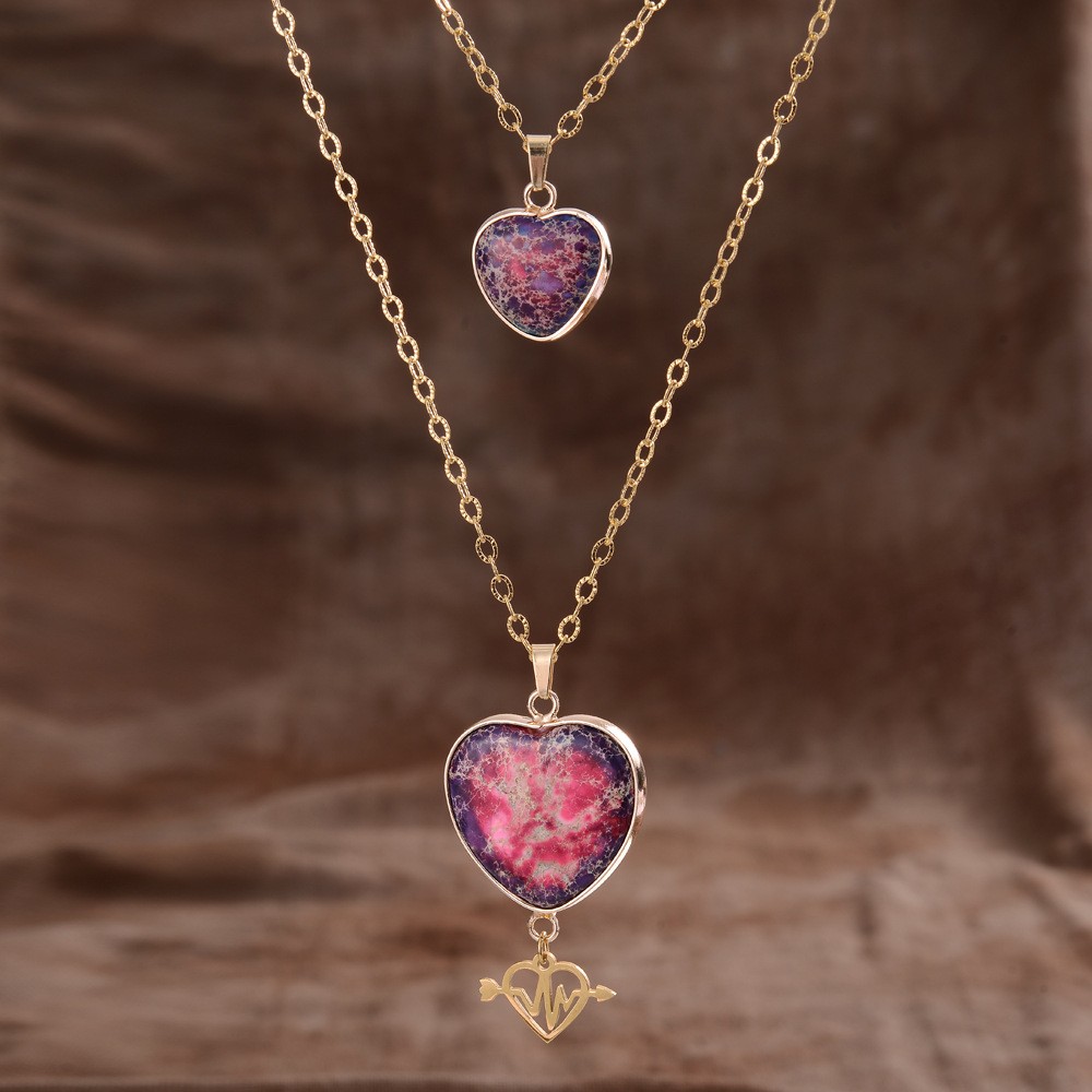 Moonstone Pendant Double Chain Necklace