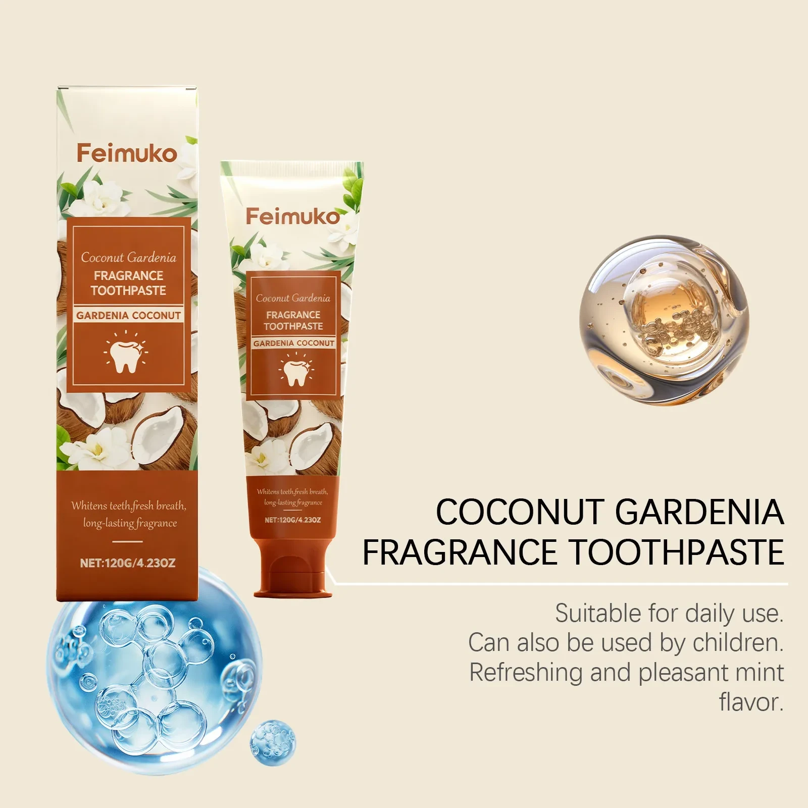Feimuko Coconut Gardenia Fragrance Toothpaste