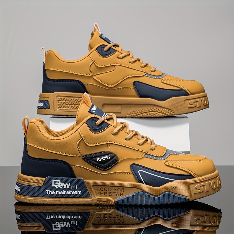 Men's Color Blocked Casual Lace-Up Skateboarding Shoes