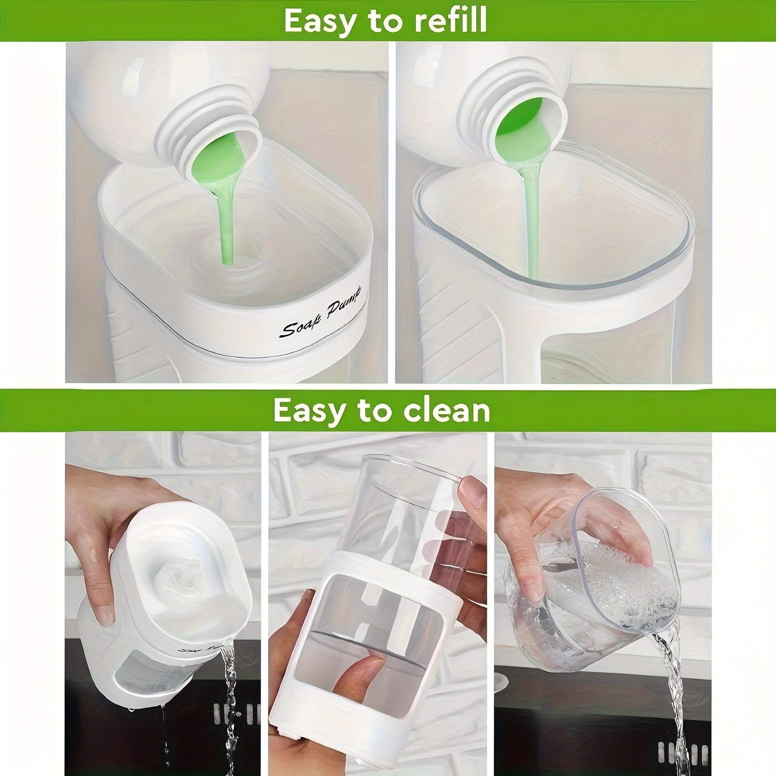 AOY Compact 2-in-1 Soap Dispenser with Sponge Holder