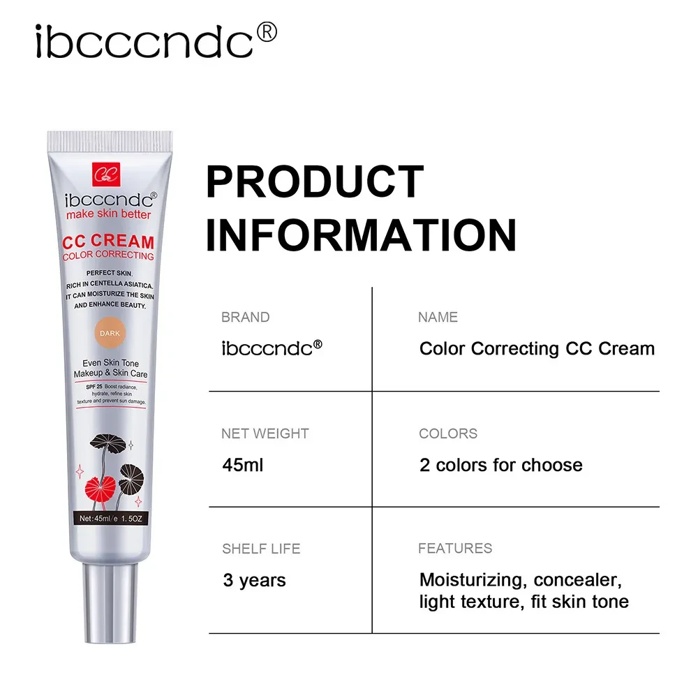 ibcccndc Moisturizing Correcting CC Cream Waterproof Anti-sweat Makeup Before Concealer Lasting Women Makeup Protect Skin Erborian Make