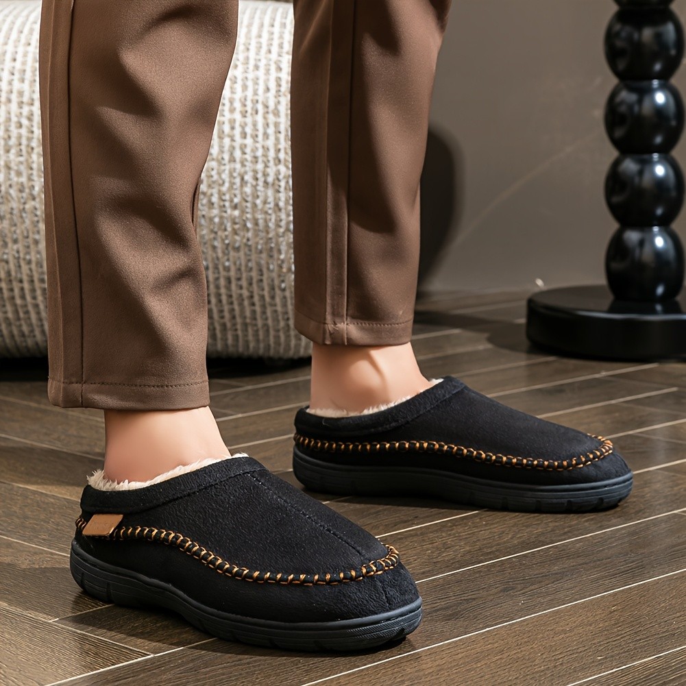 PMOISTE Men's Memory Foam Winter Slippers