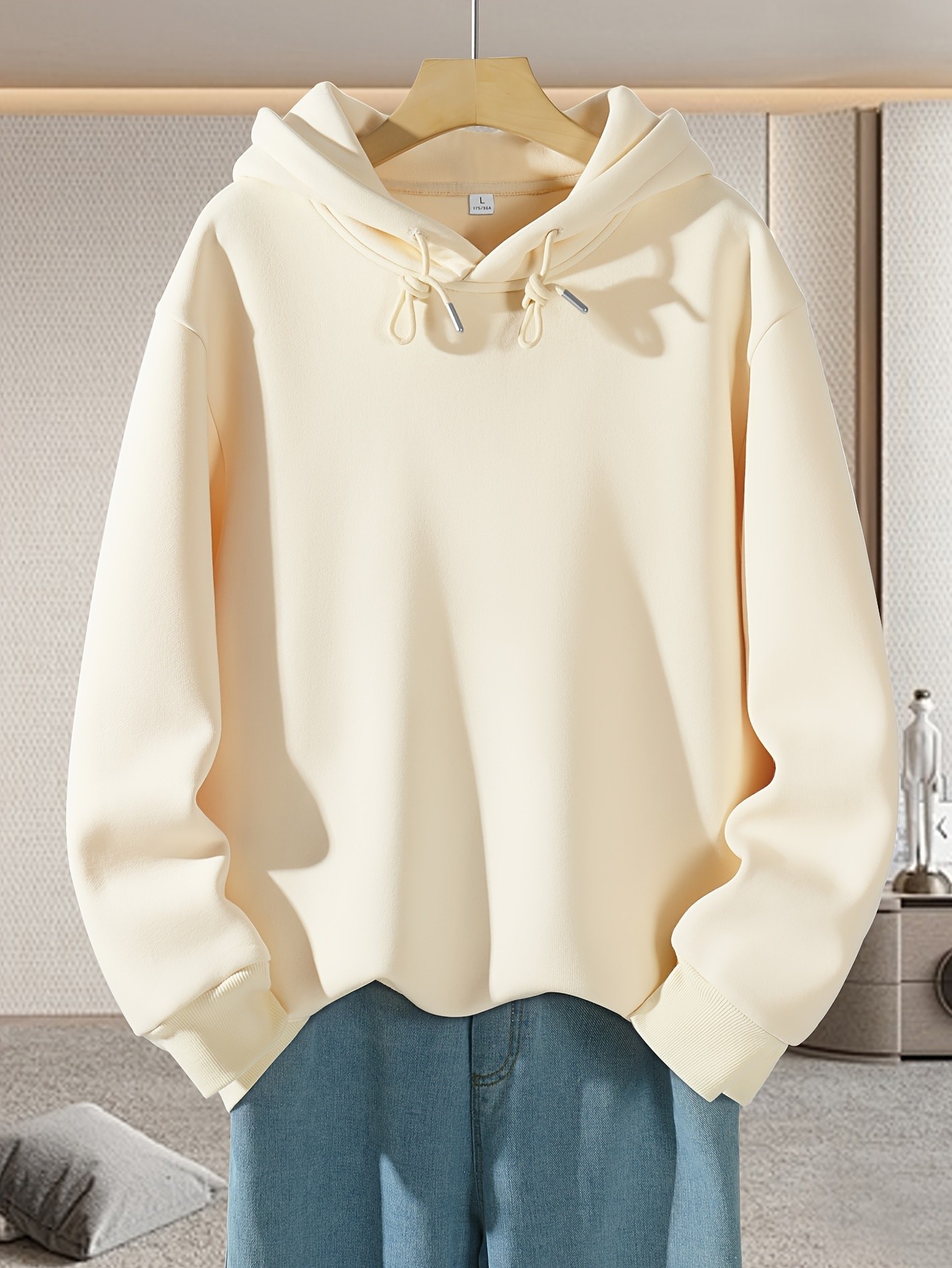 JEANSWEST Mens Solid Color Hooded Sweatshirt