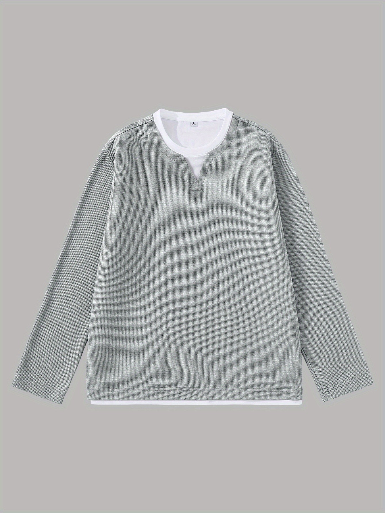 Jeanswest Mens Fashion Waffle Knit Long Sleeve T-Shirt