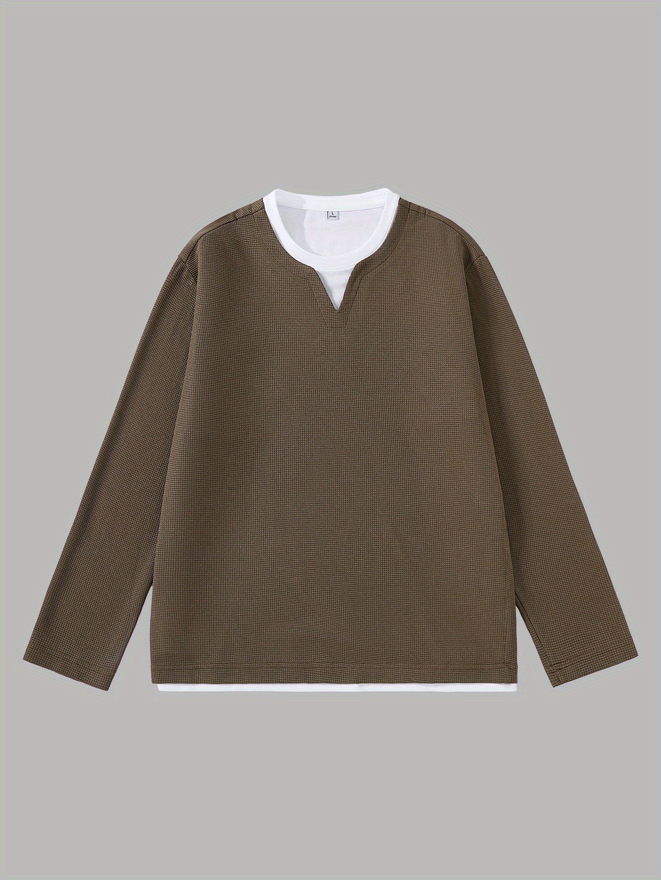 Jeanswest Mens Fashion Waffle Knit Long Sleeve T-Shirt