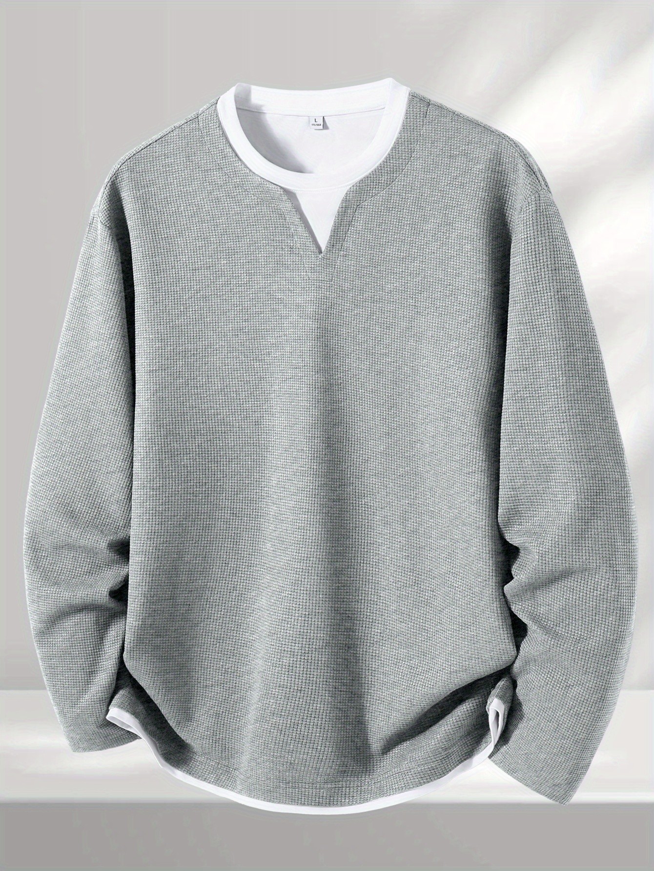 Jeanswest Mens Fashion Waffle Knit Long Sleeve T-Shirt