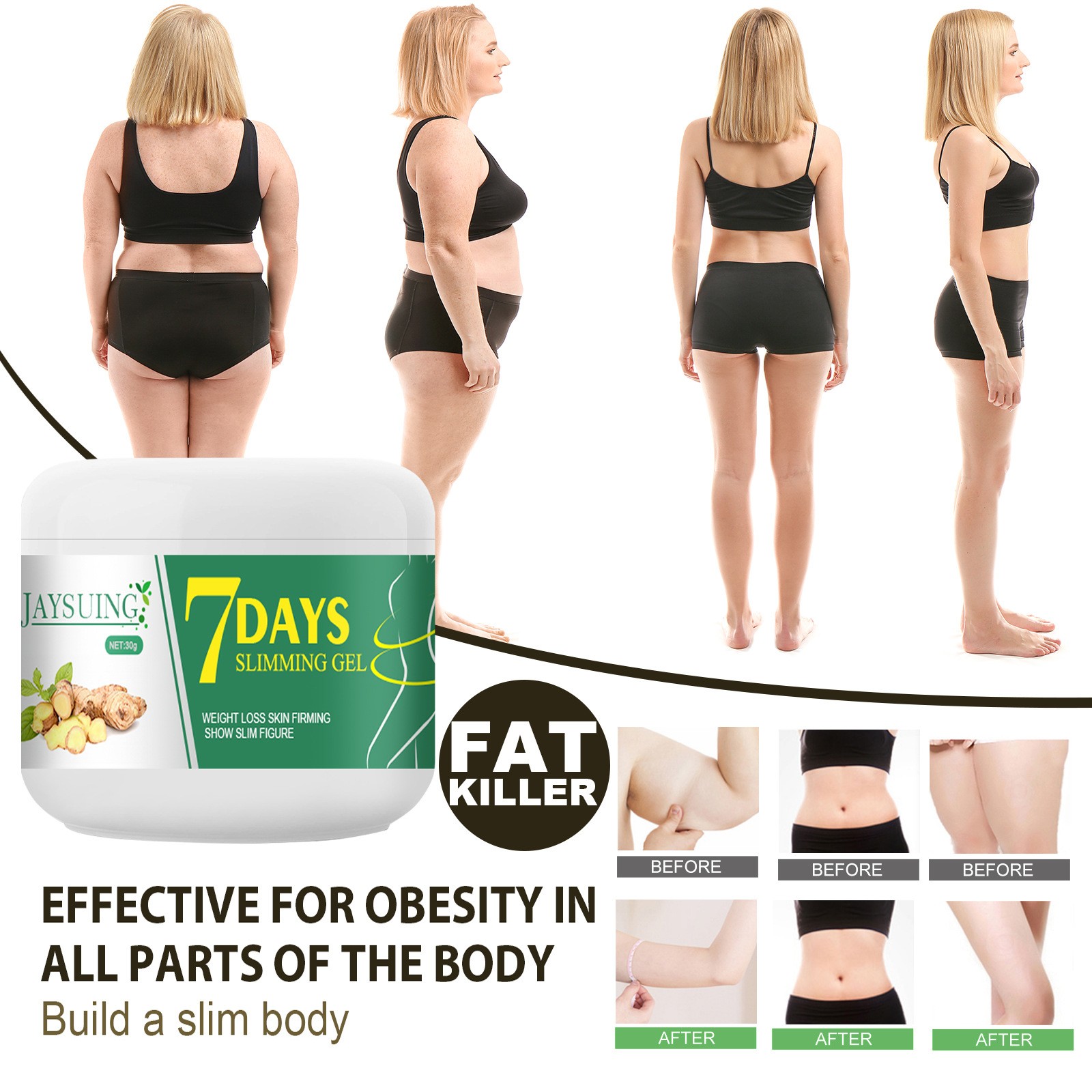 Jaysuing 7 Days Slimming Gel  Targeted Weight Loss & Skin Firming