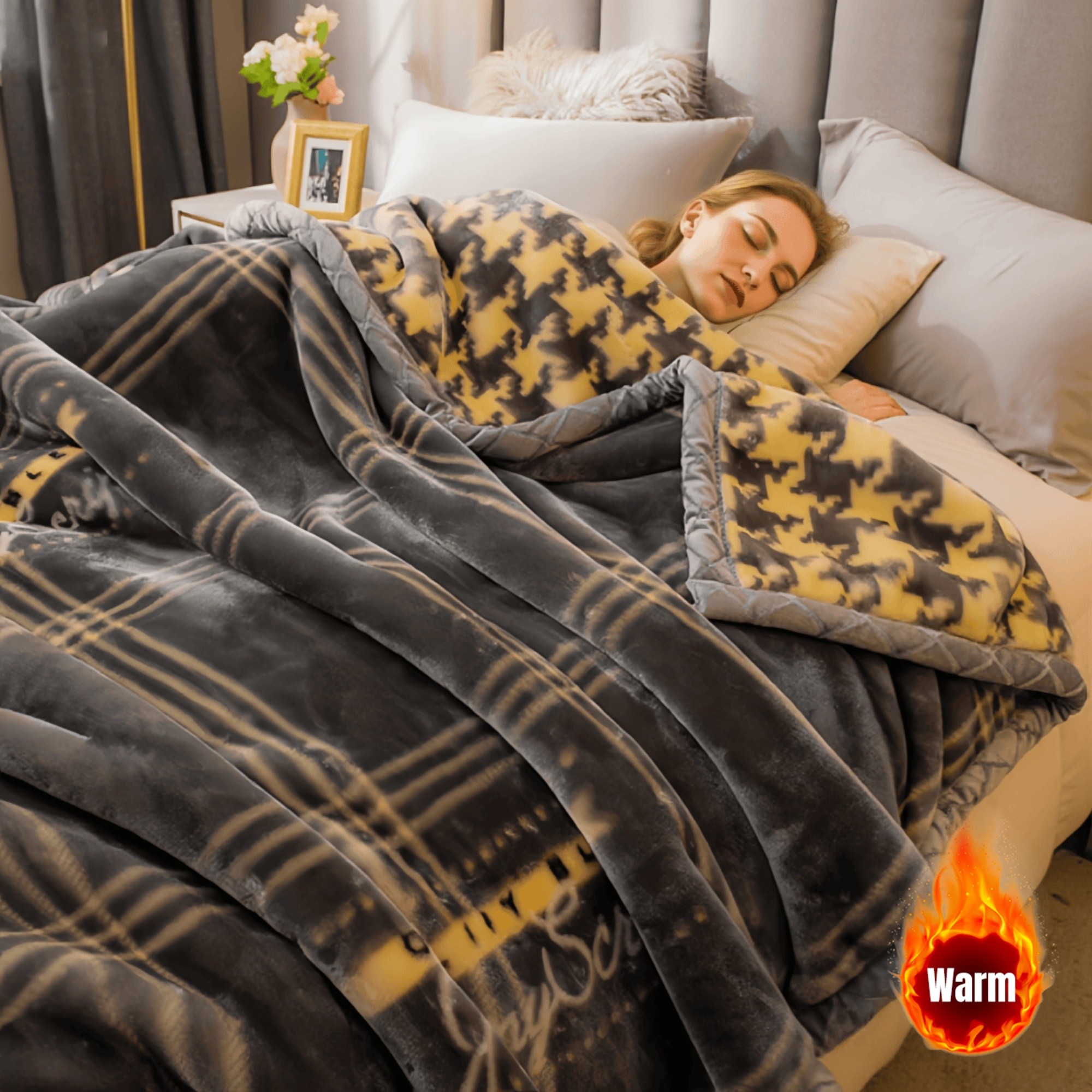 LIKON Premium Soft & Warm Double-Sided Thickened Raschel Fleece Blanket | Plush Cozy Throw for Bed, Sofa, Travel & All-Season Comfort