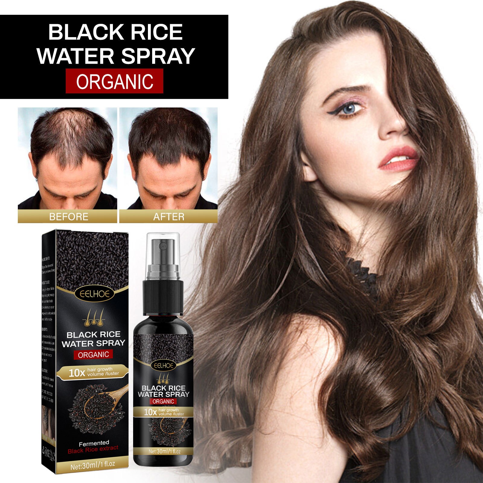 Eelhoe Organic Black Rice Water Spray - 30ml
