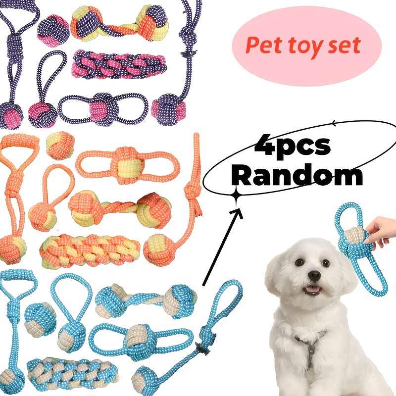 HOOLYUK 4pcs Dog Teething Toys Set