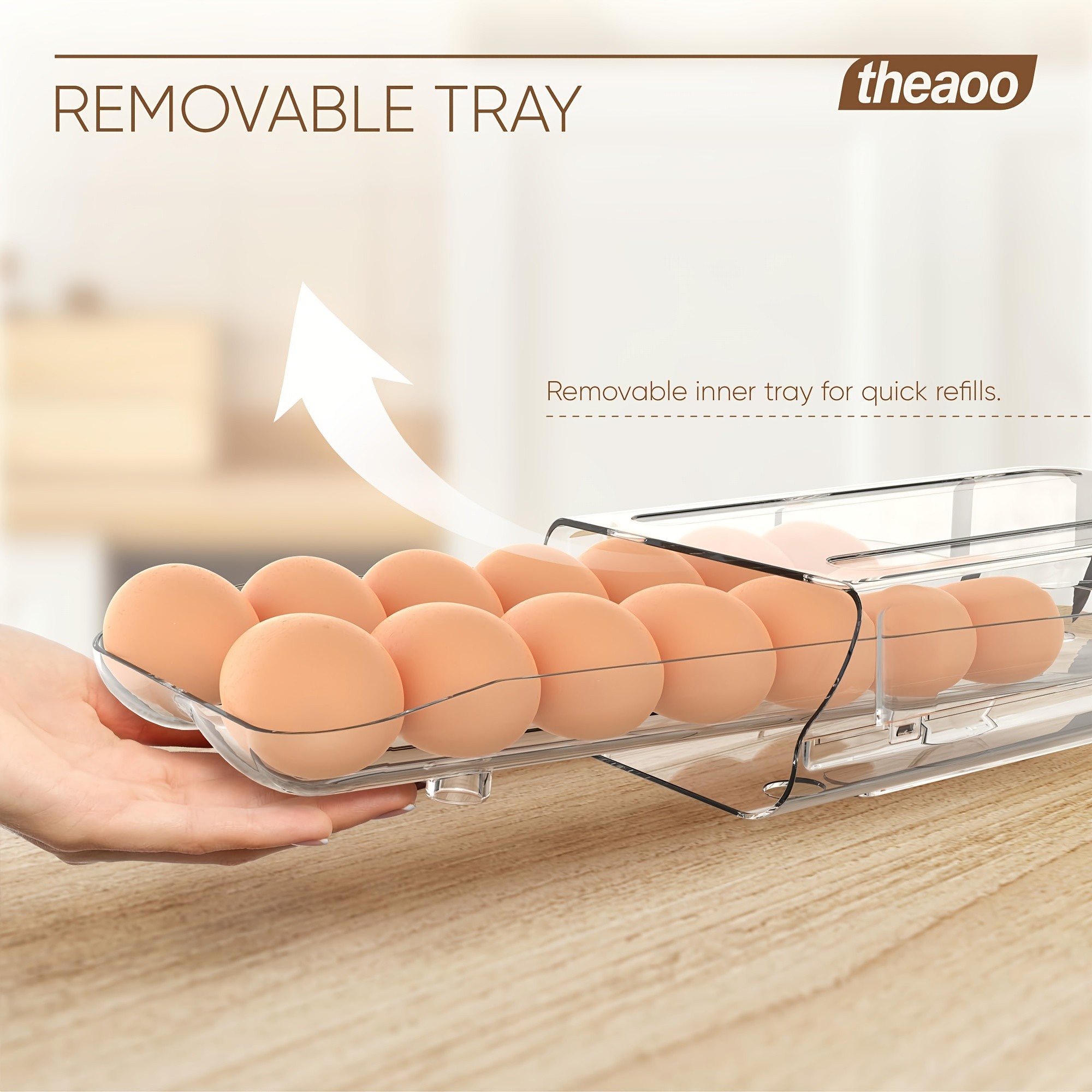 VITSCAN Automatic Rolling Egg Holder for Refrigerator