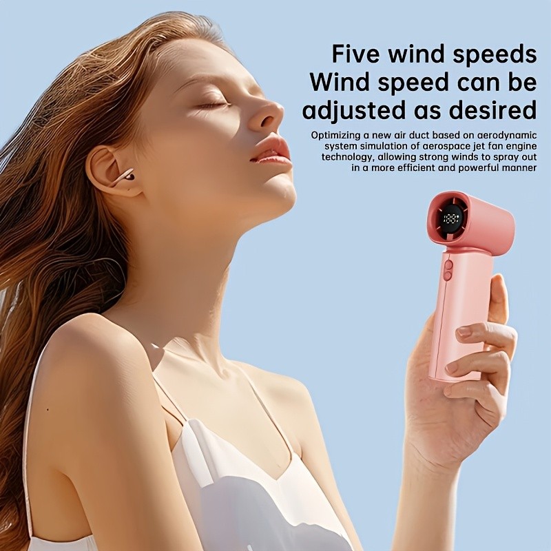 FACEGLE Mini Handheld Fan with Digital Display & USB