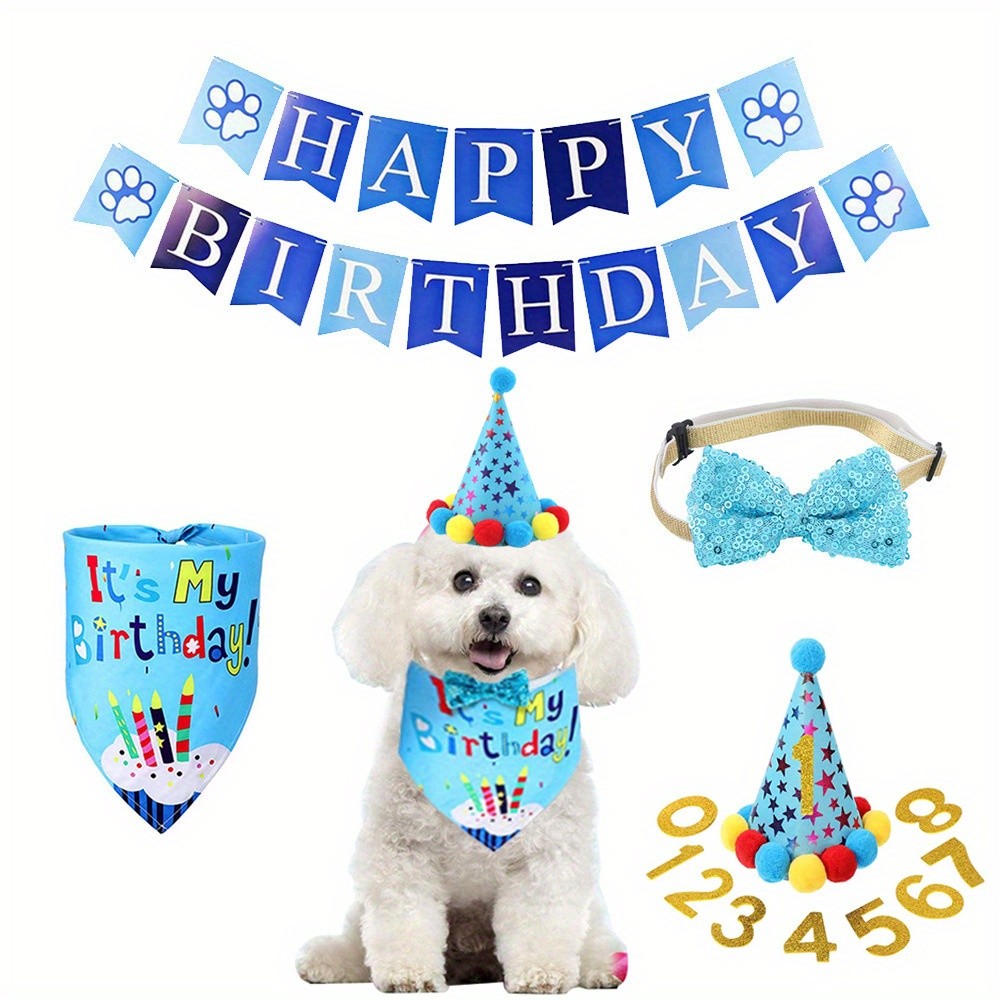 REALIKE Cute Pink Dress, Bandana, and Hat for Dog Birthday