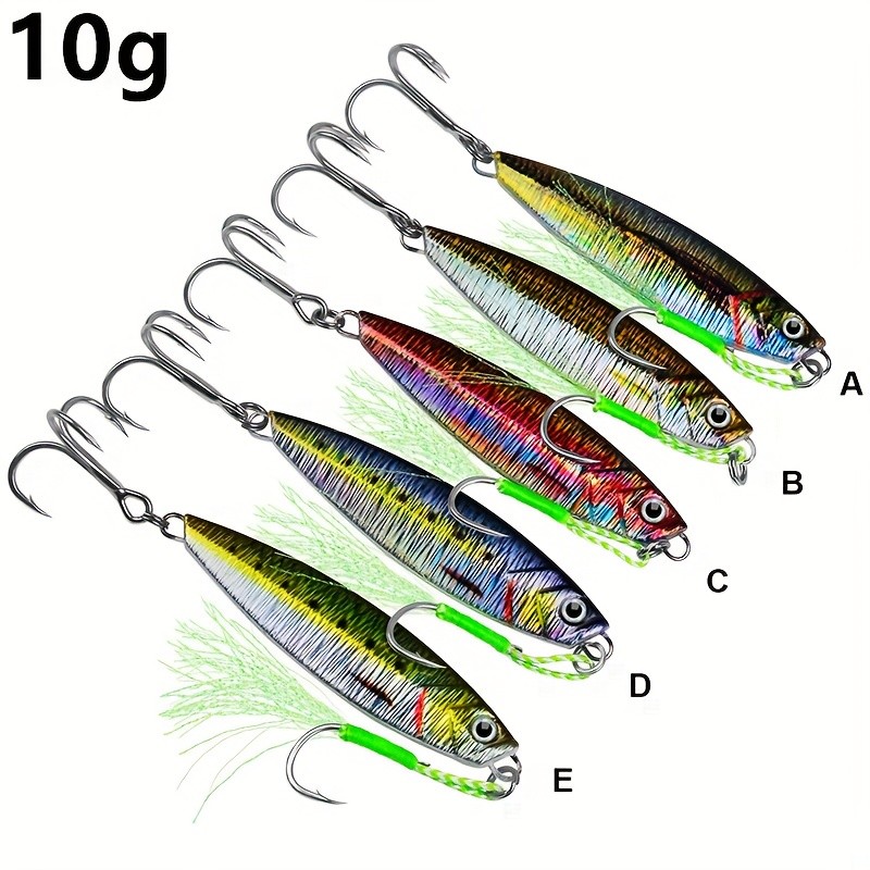 WYSUMMER 5pcs Heavy-Duty Metal Fishing Lures with Double Hooks