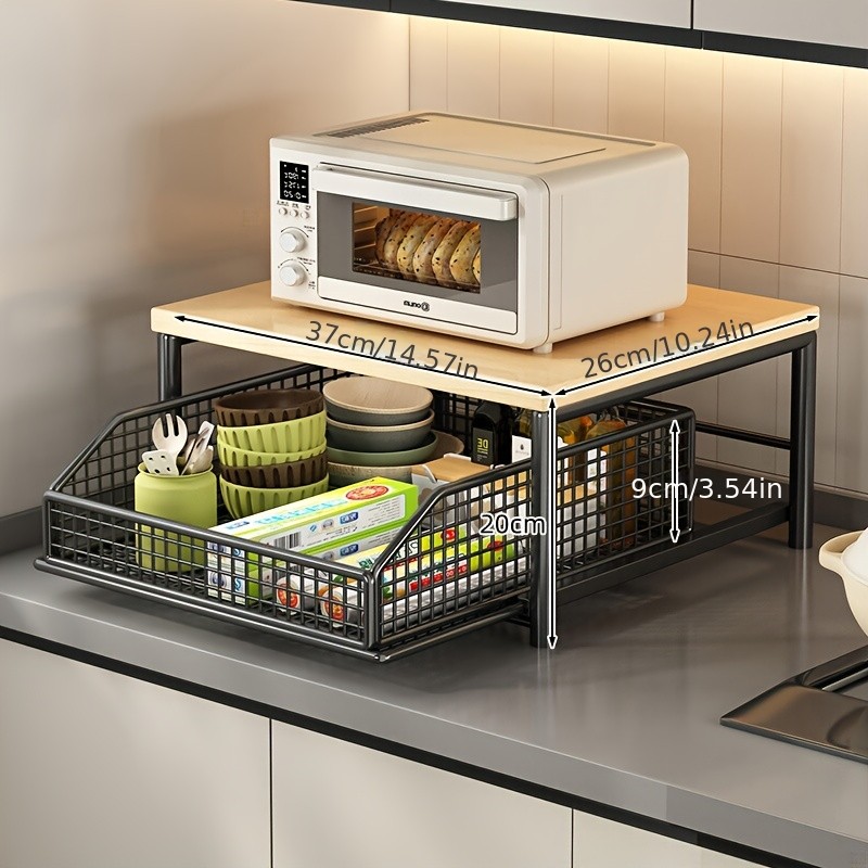 XHSGX Space-Saving Kitchen Countertop Organizer with Drawer & Wire Basket