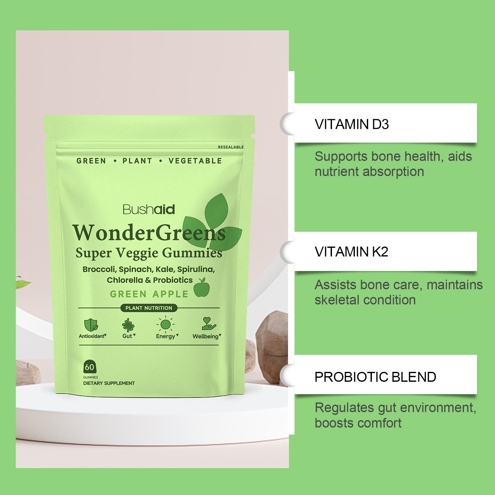 Bushaid WonderGreens Super Veggie Gummies