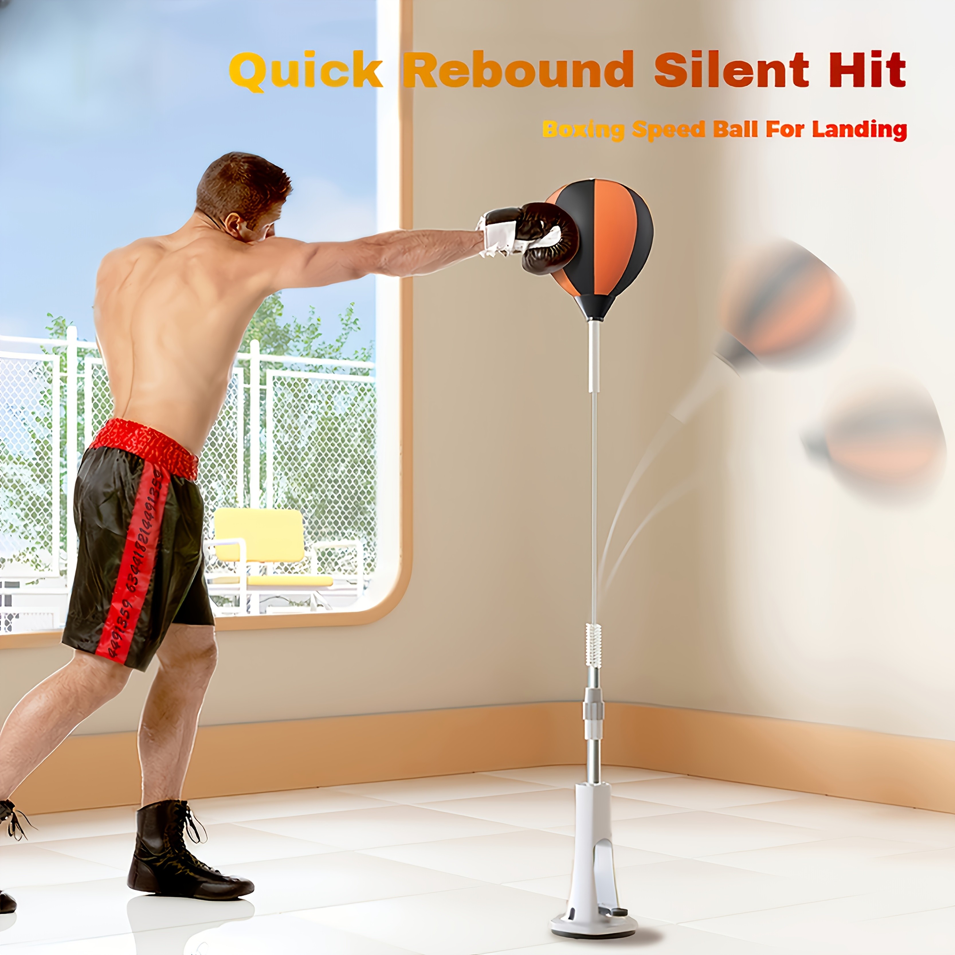 Adjustable Heavy-Duty Boxing Bag  Sturdy Frame & Strong Suction Base for Home Gym, Boxing & Kickboxing
