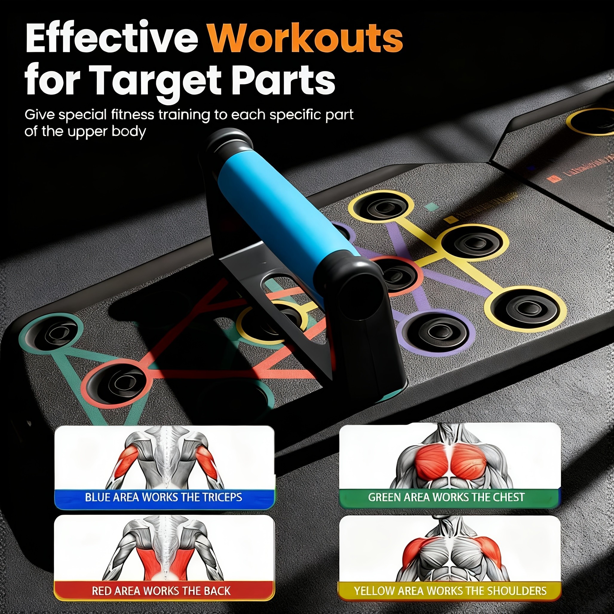 Color-Coded Push Up Board with Handles  Transform Your Home Gym Workouts