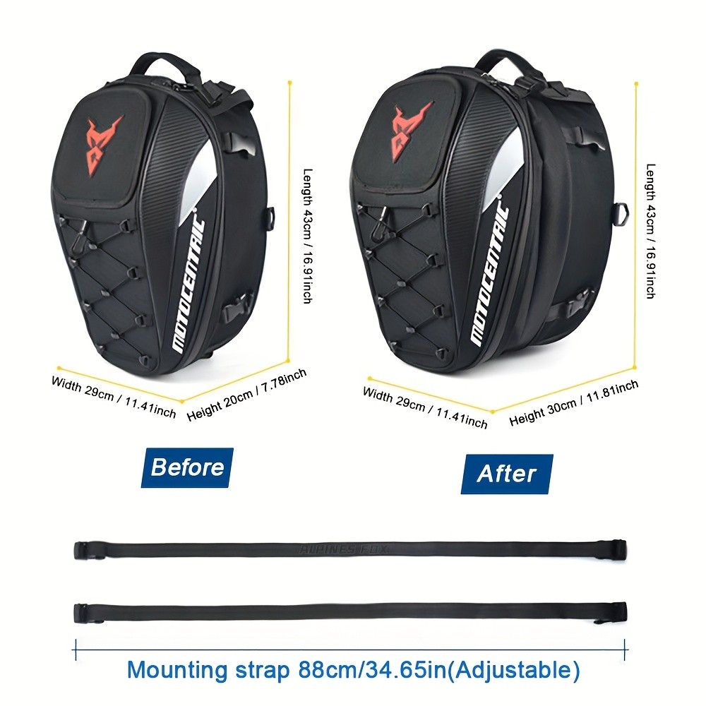 MOTOCENTRIC 37L High Capacity Motorcycle Tail Bag