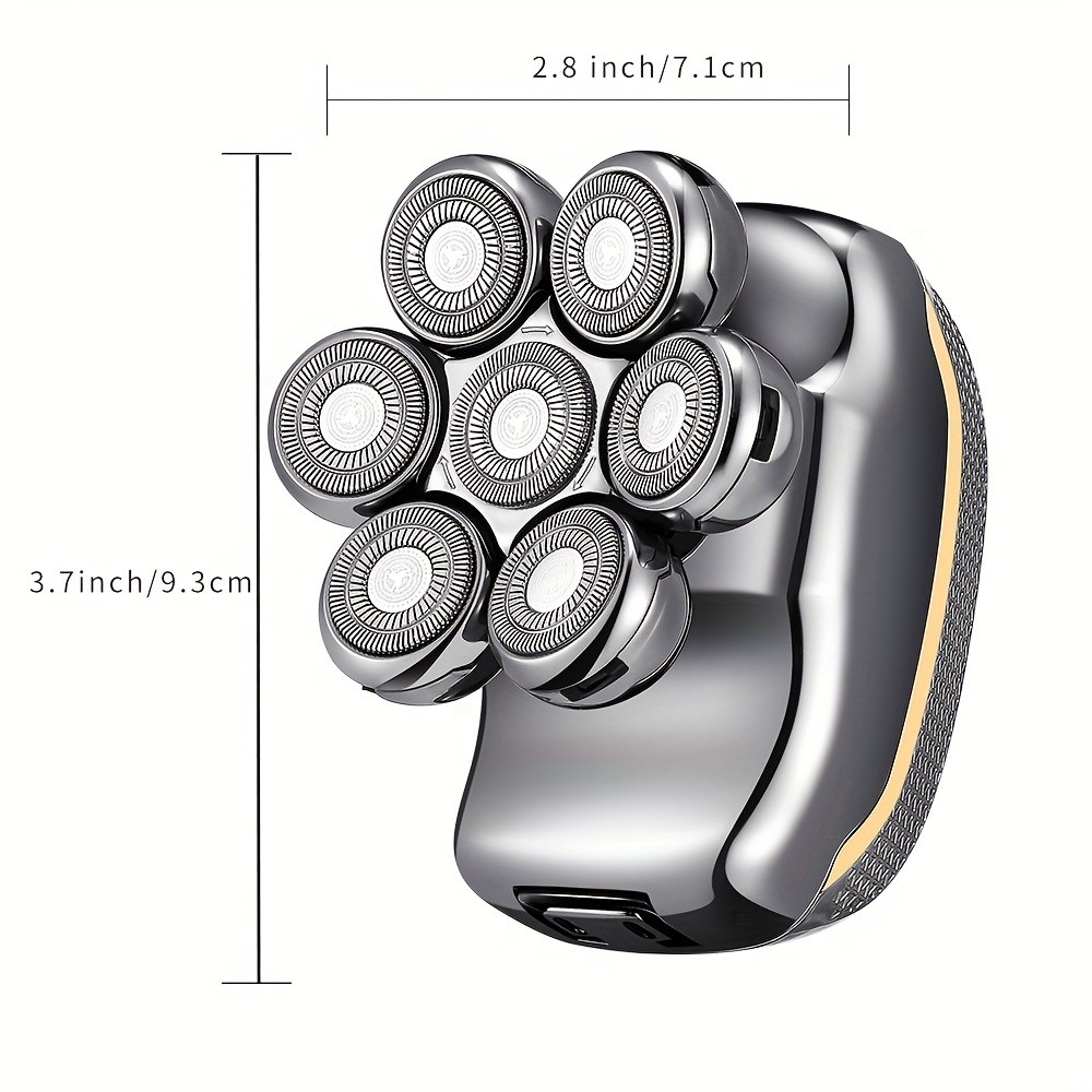 Mens Electronic Head Shaver Razor: 6-in-1 Rechargeable Grooming Kit for Bald Heads, Beards, and Body Hair